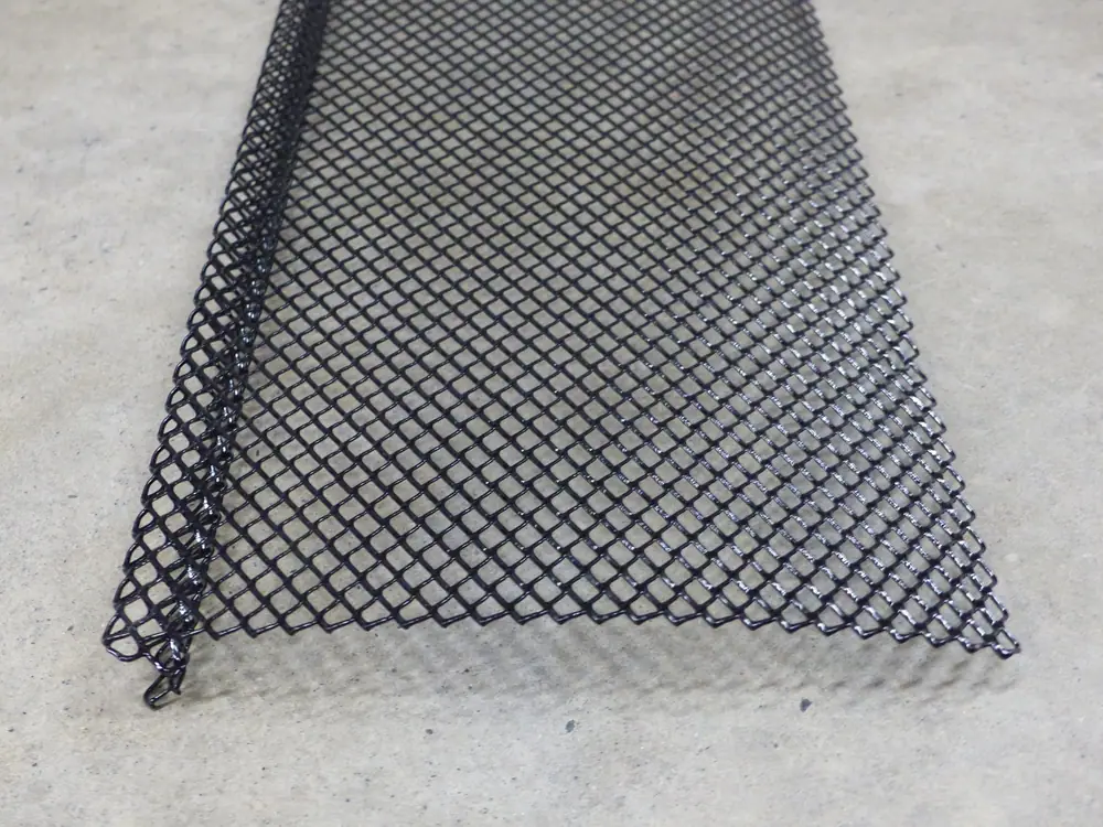 Black expanded-metal mesh gutter guard